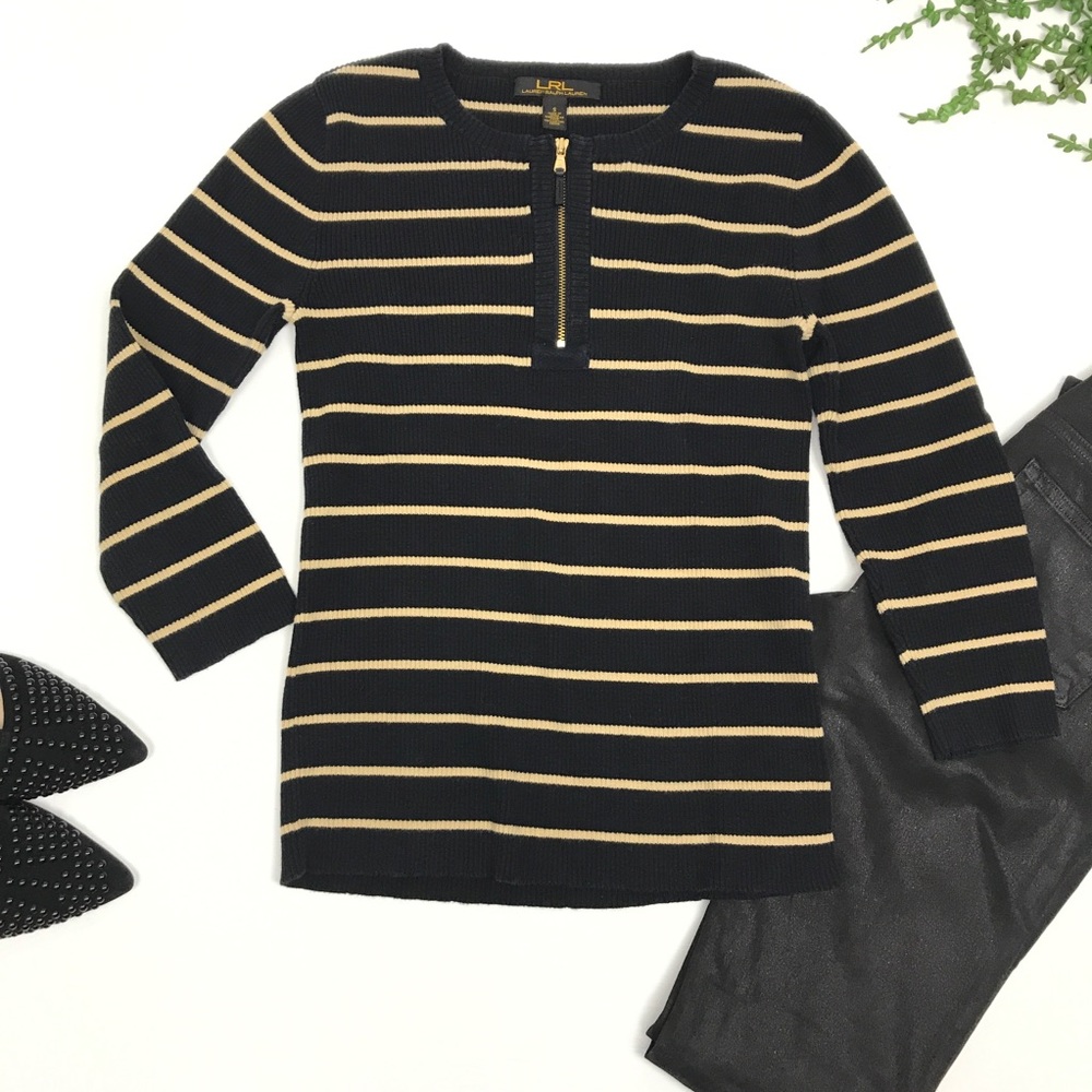Lauren Ralph Lauren | Black Tan Striped Sweater